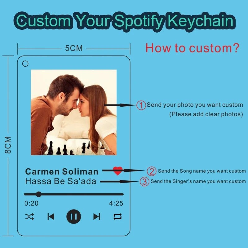 LoveTunes Acrylic Keychain - Personalized Spotify Music & Photo Gift