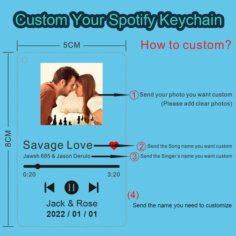 LoveTunes Acrylic Keychain - Personalized Spotify Music & Photo Gift