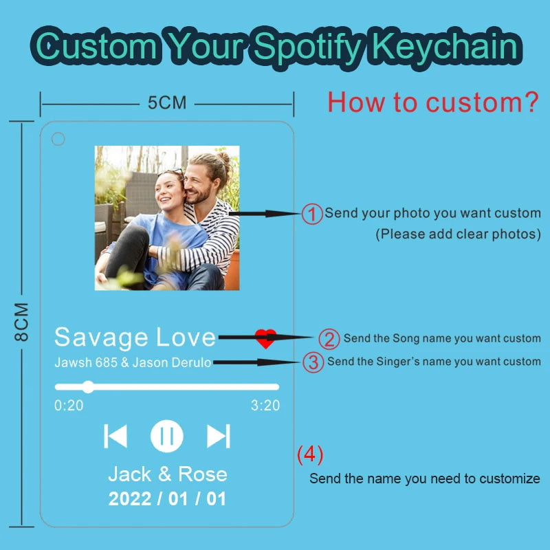 LoveTunes Acrylic Keychain - Personalized Spotify Music & Photo Gift