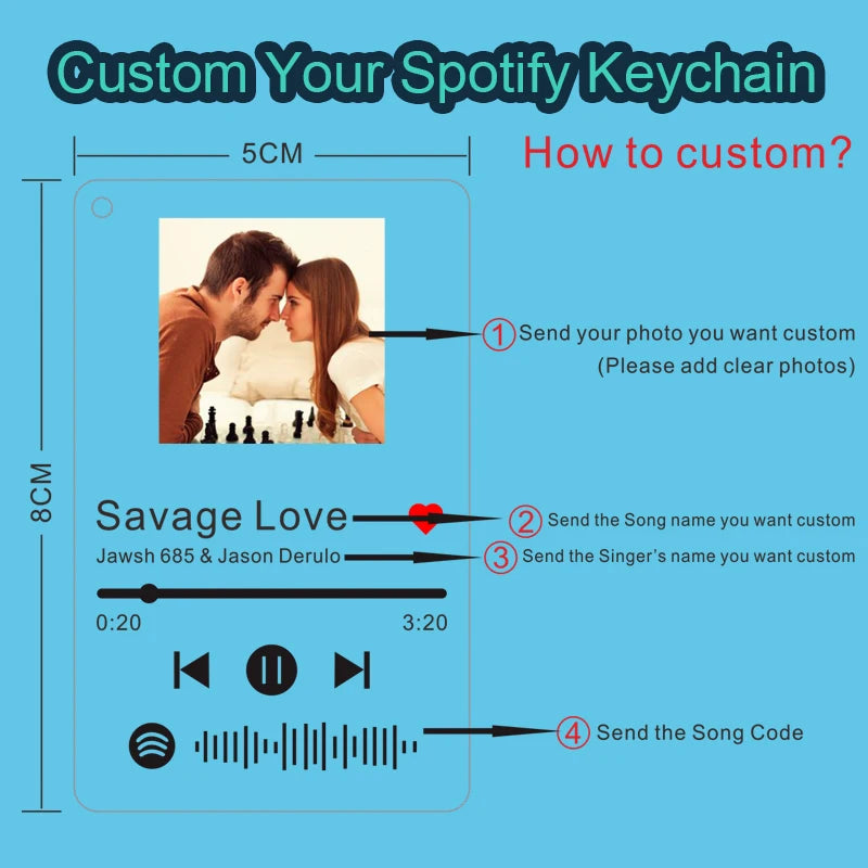 LoveTunes Acrylic Keychain - Personalized Spotify Music & Photo Gift