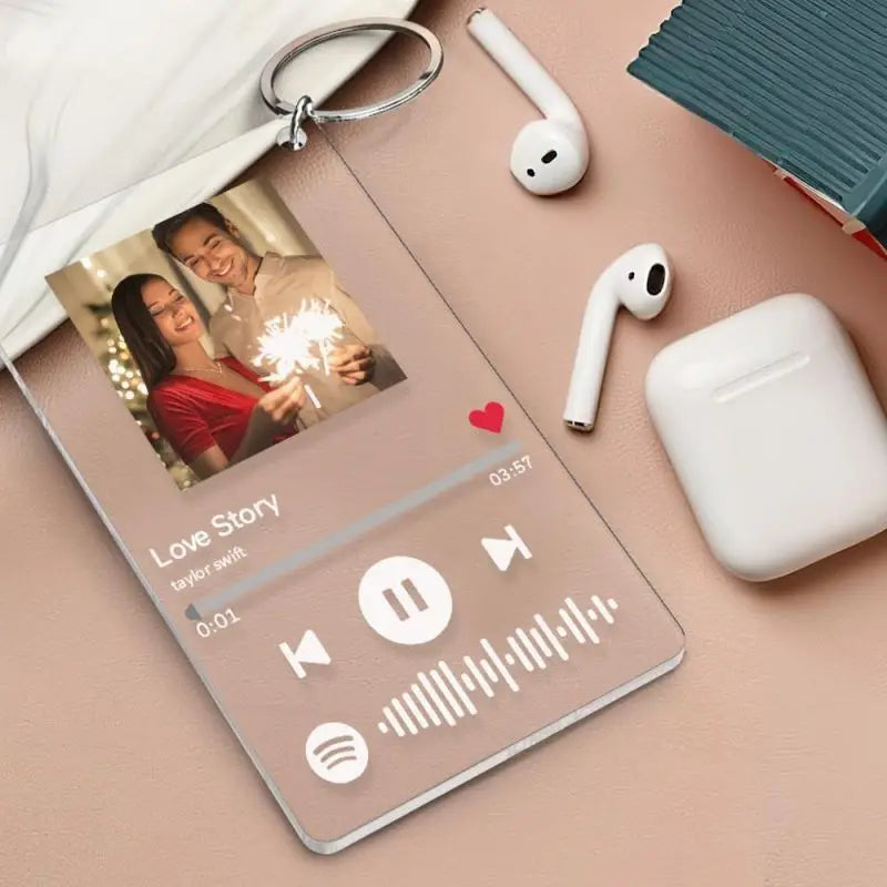 LoveTunes Acrylic Keychain - Personalized Spotify Music & Photo Gift