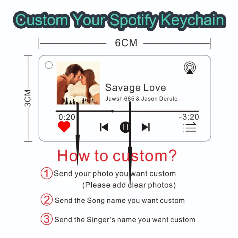 LoveTunes Acrylic Keychain - Personalized Spotify Music & Photo Gift