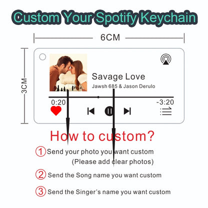 LoveTunes Acrylic Keychain - Personalized Spotify Music & Photo Gift