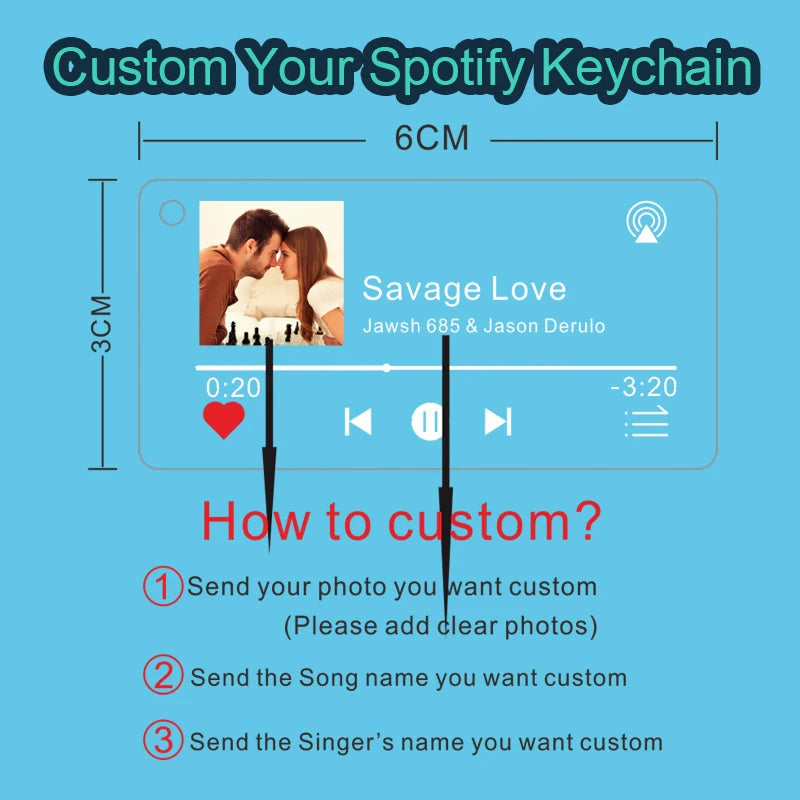 LoveTunes Acrylic Keychain - Personalized Spotify Music & Photo Gift