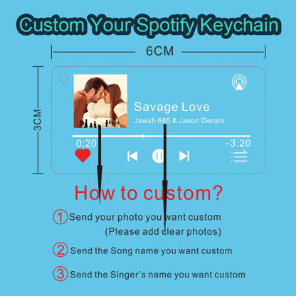 LoveTunes Acrylic Keychain - Personalized Spotify Music & Photo Gift